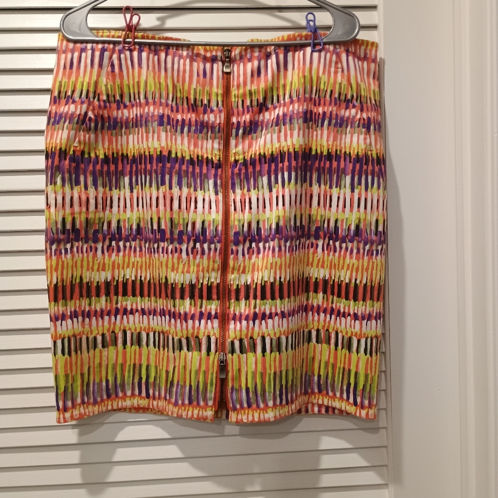 W by Worth Colorful Patterned Double Zipper Women's Skirt Size 12